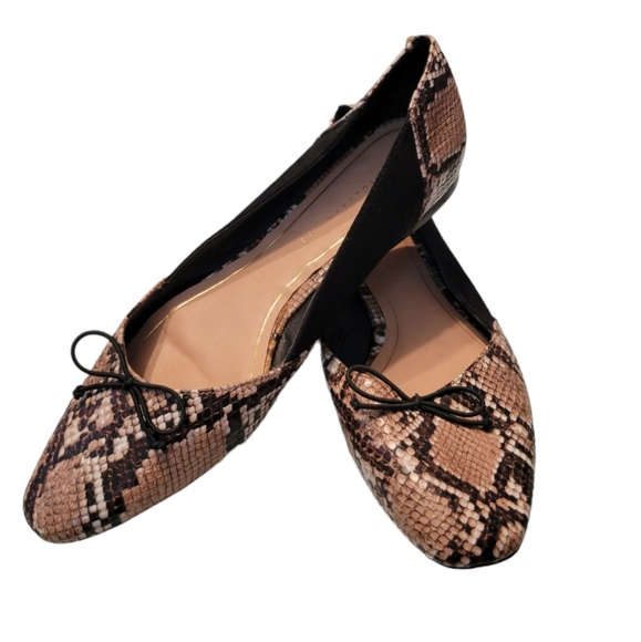 ZARA Woman Beige Snake Animal Print Ballet Flats Size 39 /USA 8 - Picture 6 of 7